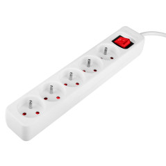 Förlängningssladd 5m, 3x1.5mm2, 5G, vit, ON/OFF