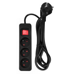 Förlängningssladd 1,5m, 3x1,5mm2, 3G, svart, ON/OFF