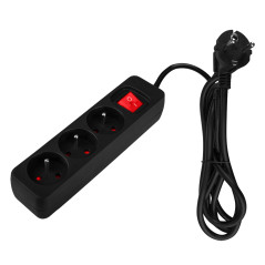 Förlängningssladd 1,5m, 3x1,5mm2, 3G, svart, ON/OFF