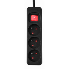 Förlängningssladd 3m, 3x1.5mm2, 3G, svart, ON/OFF