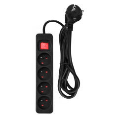 Förlängningssladd 1,5m, 3x1,5mm2, 4G, svart, ON/OFF