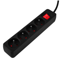 Förlängningssladd 1,5m, 3x1,5mm2, 4G, svart, ON/OFF