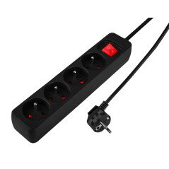 Förlängningssladd 1,5m, 3x1,5mm2, 4G, svart, ON/OFF