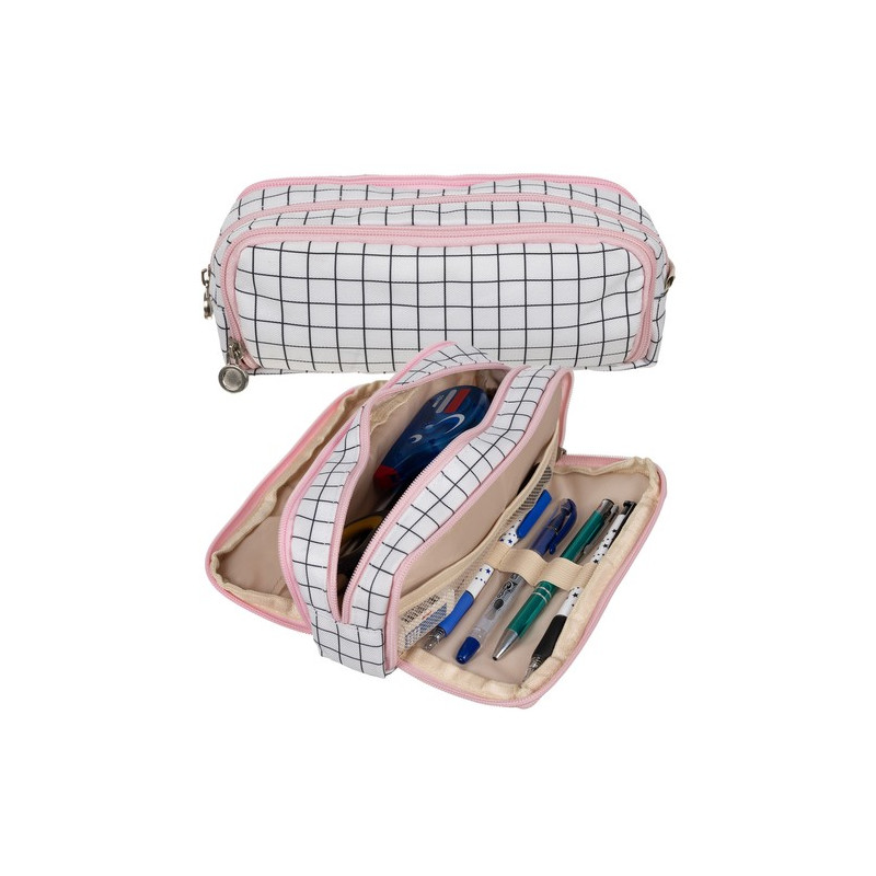 Pennfodral med tre fack - rutig Maaleo24514