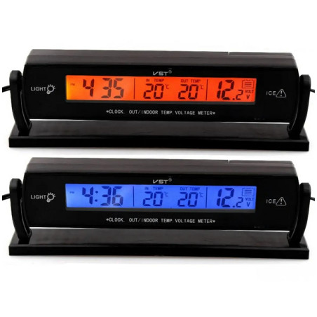 AG97B Termometer klocka voltmeter 3i1