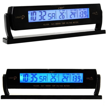 AG97B Termometer klocka voltmeter 3i1