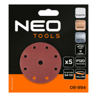 Sliprondeller 150 mm, P120, 5 st, med 9 hål för 04-721