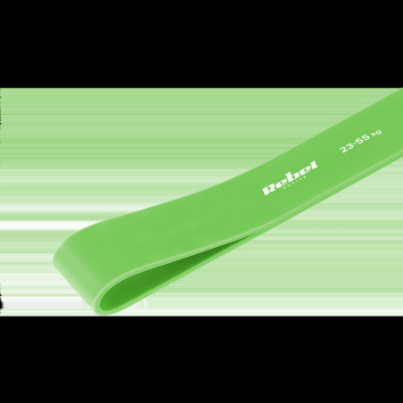 Elastisk träningsgummiband - Power Band PL-5, grön 23-55 kg REBEL ACTIVE