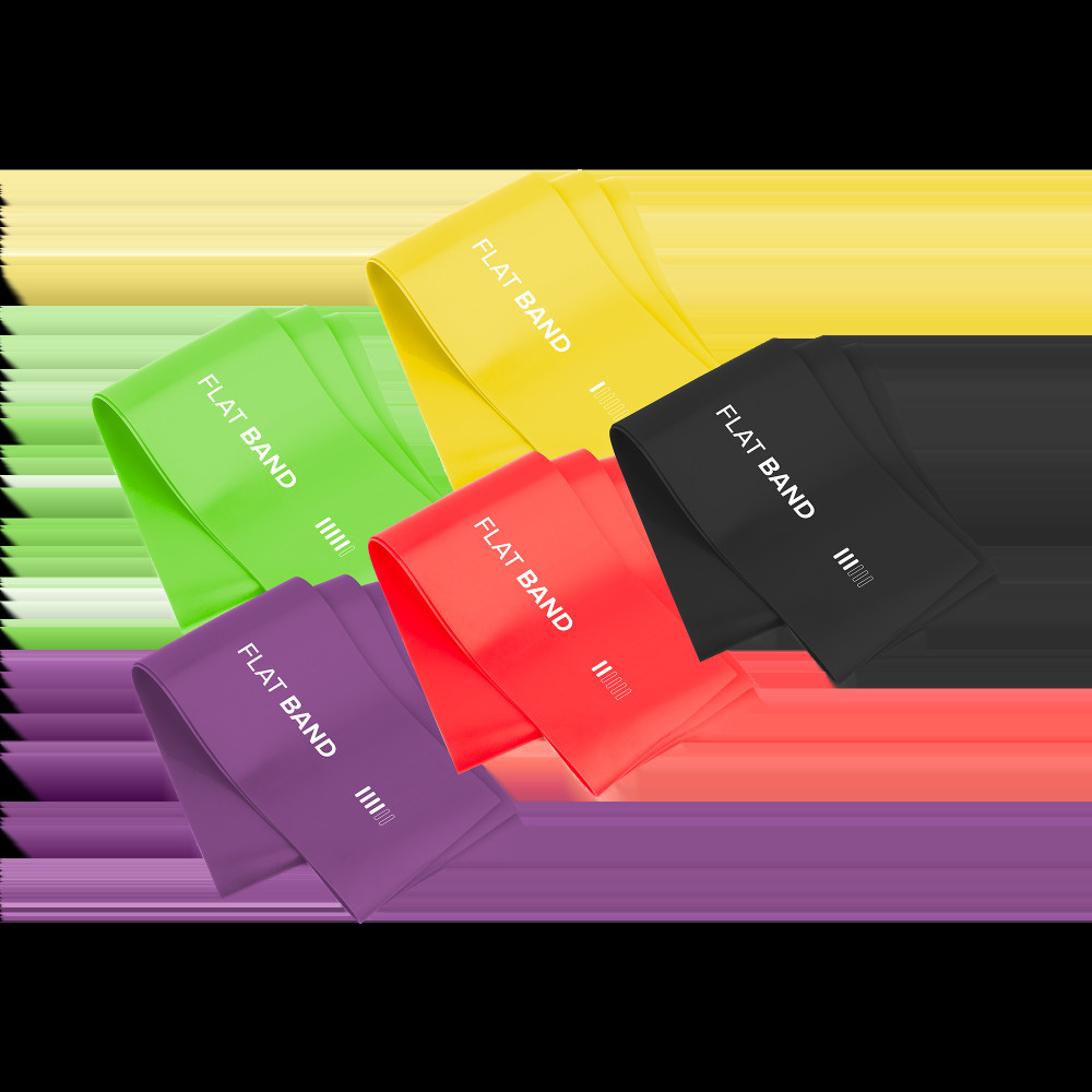 Set med latexgummiband för träning 2m - Flat Band LTs-1, 2,5-20 kg, 5 band, REBEL ACTIVE Set med latexgummiband för träning 2m - Flat Band LTs-1, 2,5-20 kg, 5 band, REBEL ACTIVE