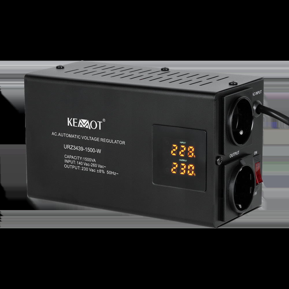 Automatisk spänningsstabilisator KEMOT SER-1500-W, precision 8% Automatisk spänningsstabilisator KEMOT SER-1500-W, precision 8%