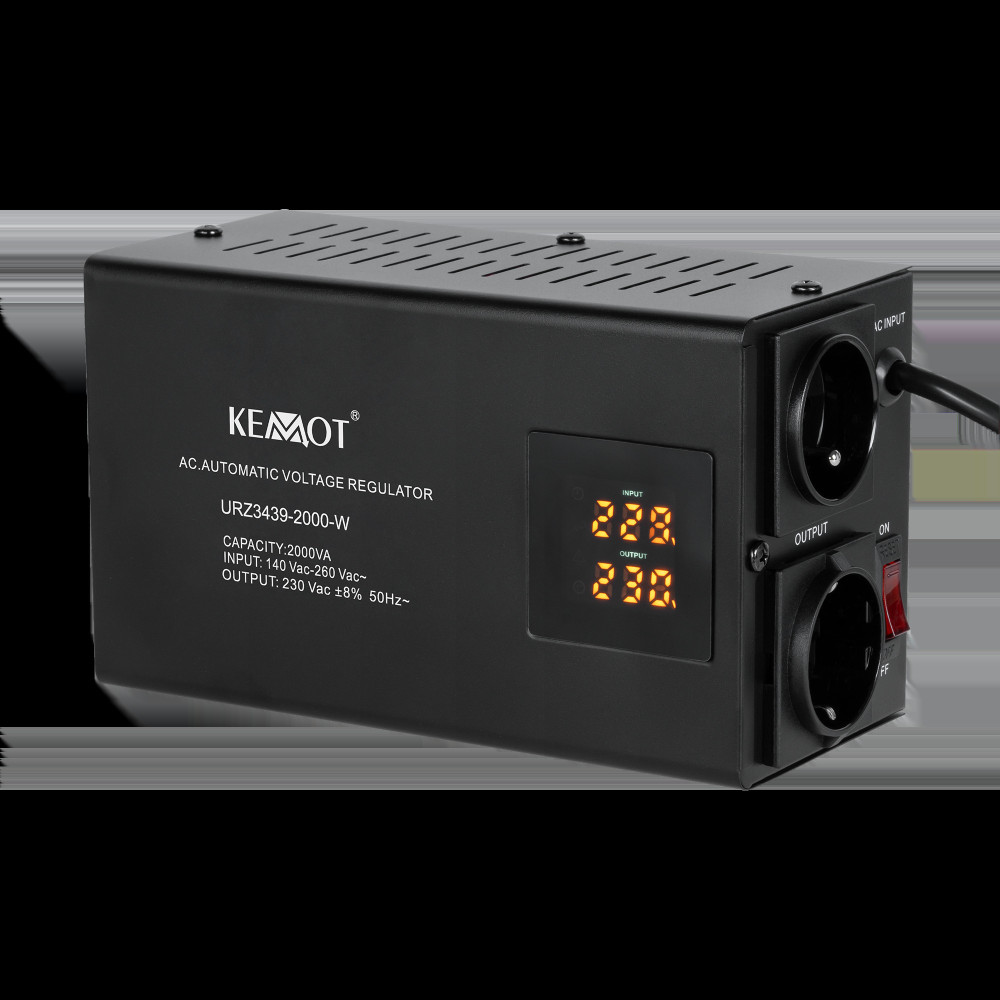 Automatisk spänningsstabilisator KEMOT SER-2000-W, precision 8%
