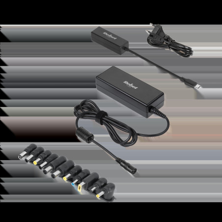 Universalnätadapter Rebel med 12 kontakter 90 W 15-20 V automatisk med Power Delivery-funktion.