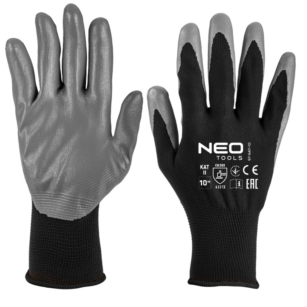 Arbetshandskar, polyester belagd med nitril, 4131X, storlek 11