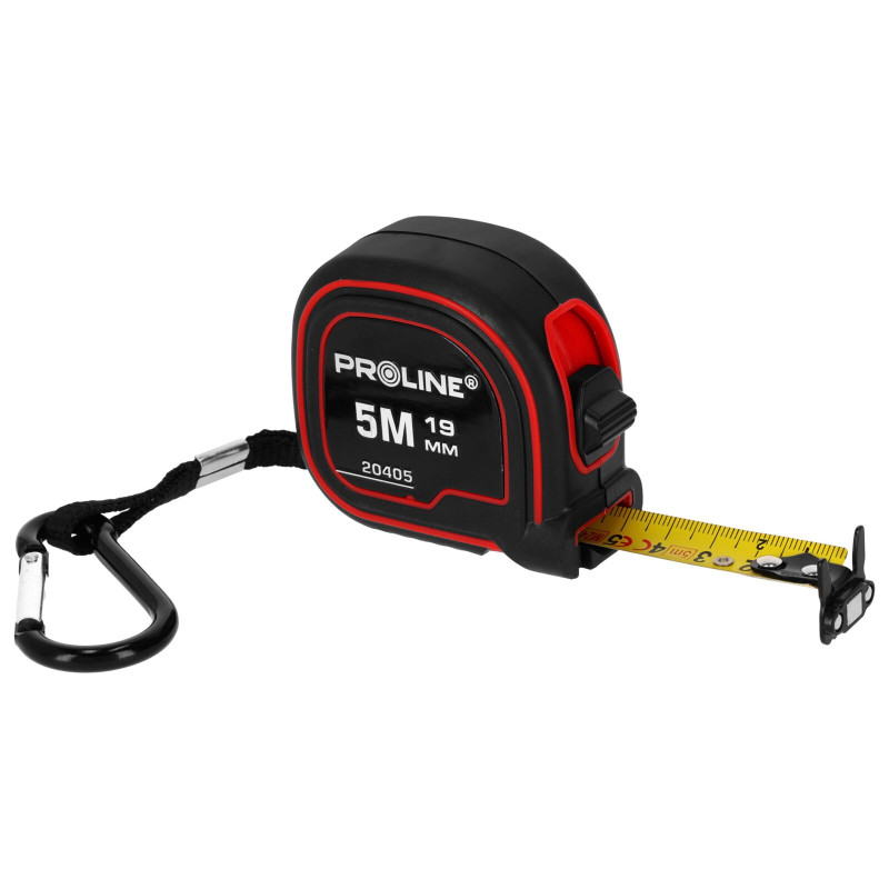 Måttband 5m/19mm med dubbelmagnet, nylonfodral och klämma, CE Proline.