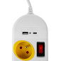 Strömförsörjningslist Maclean, förlängningssladd med 4 uttag + USB A / C, med strömbrytare, 250VAC/10A, 1,5m, vit, MCE508 W.