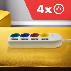 Strömförsörjningslist Maclean, förlängningssladd med 4 uttag + USB A / C, med strömbrytare, 250VAC/10A, 1,5m, vit, MCE508 W. |…