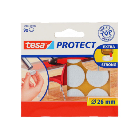 Filtdynor med en diameter på 26 mm, vita, 9 stycken.