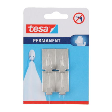 Krokar permanenta 4 st. 's', rektangulära, metall