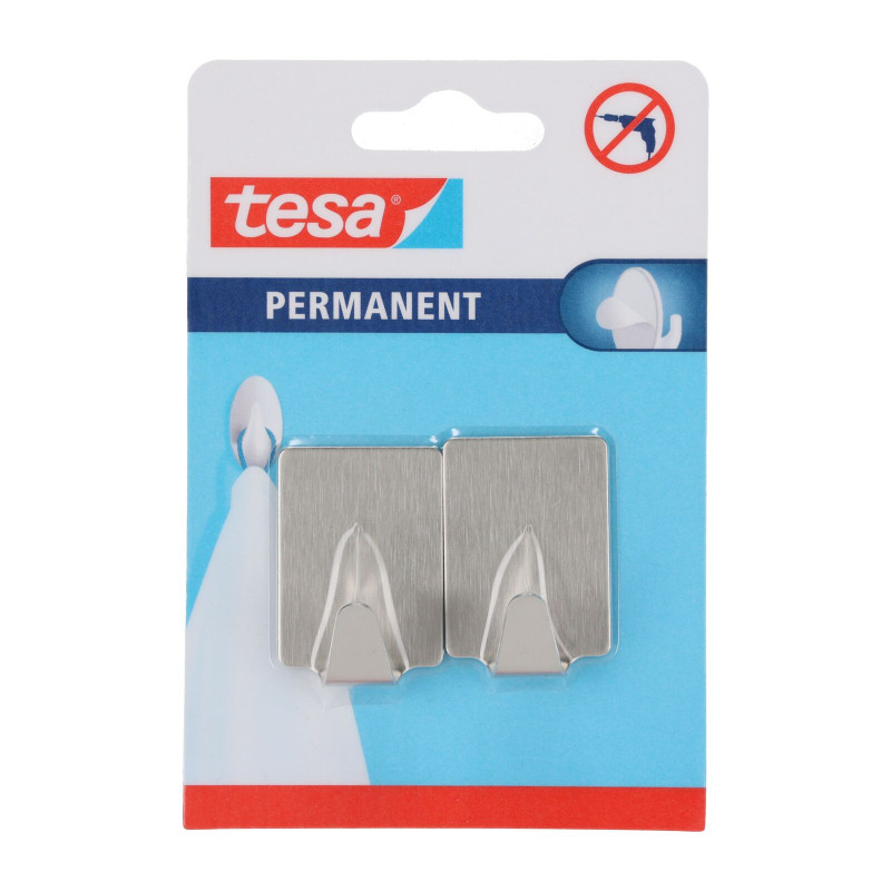 Krokar permanent 2 st. 'l', fyrkantig, metall