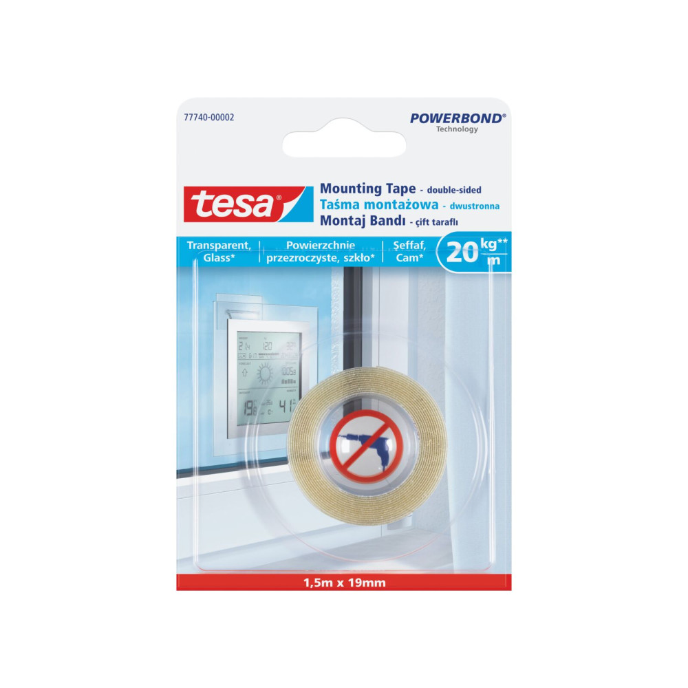 Monteringstejp 1,5m:19mm transparent Monteringstejp 1,5m:19mm transparent