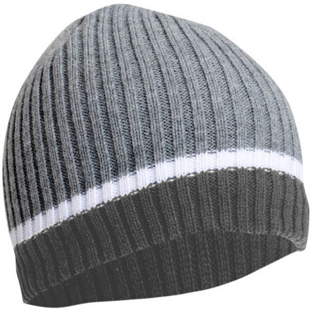 Mössa i akryl med foder i grått och vitt, Lahti.