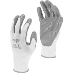 Handskar i nitrit, grå-vita l220310p, 12 par, '10', ce, Lahti