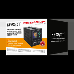 Nödströmsaggregat KEMOT PROsinus-500-LFP4 omvandlare med ren sinusvåg och laddningsfunktion 12V 230V 500VA. | HandlaSmidigt.se