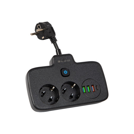 98-233- Grenuttag PS-310U 3 uttag 3xUSB 0,1m svart 2x1mm förlängningskabel | HandlaSmidigt.se