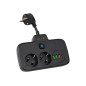 98-233- Grenuttag PS-310U 3 uttag 3xUSB 0,1m svart 2x1mm förlängningskabel