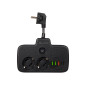 98-233- Grenuttag PS-310U 3 uttag 3xUSB 0,1m svart 2x1mm förlängningskabel
