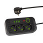 98-234- Nätdelar förlängare ps-330s 3-uttag 4xusb 1xusb-c 3m svart 3x1mm