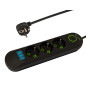 98-215- Nätdelar förlängare ps-350 3-uttag 3xusb 5m svart 2x1mm