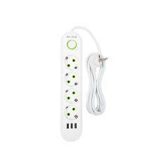 98-223- Nätdelsförlängare ps-420 4 uttag 3xusb 2m vit 2x1mm | HandlaSmidigt.se