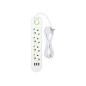 98-223- Nätdelsförlängare ps-420 4 uttag 3xusb 2m vit 2x1mm