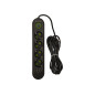 98-220- Nätdelar förlängare ps-430 4-uttag 3xusb 3m svart 2x1mm