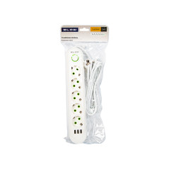 98-231 - Nätdelar förlängare ps-550 5-uttag 3xusb 5m vit 3x1mm