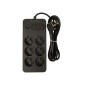 98-210- Nätdelar förlängare ps-620 6-uttag 3xusb 1xusb-c 2m svart 2x1mm