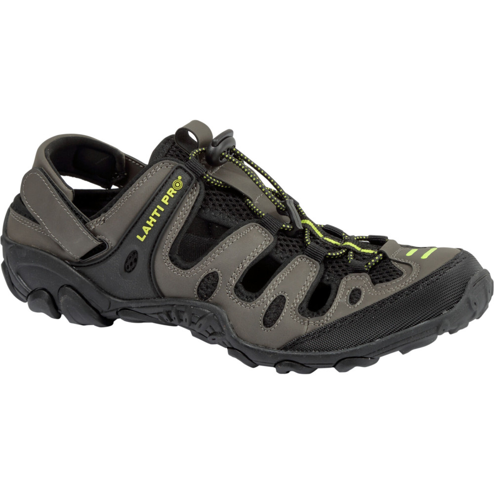 Sandaler i khaki-svart-grön tyg, '43', Lahti