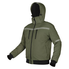 Fodrad jacka med huva OUTDOOR, grön, storlek XL