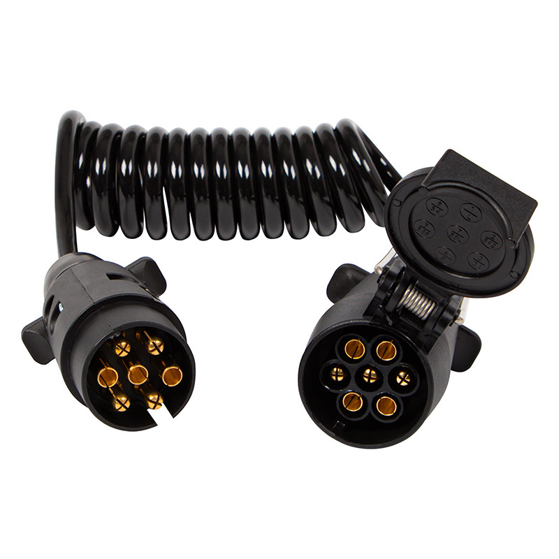 23-227- Spiralkabel 7-stift 1,5m förlängningssladd till släpvagn