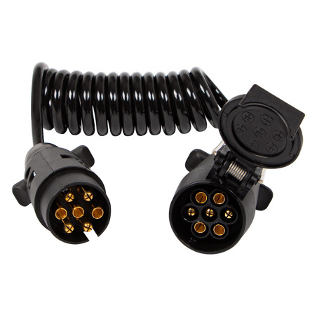 23-227- Spiralkabel 7-stift 1,5m förlängningssladd till släpvagn