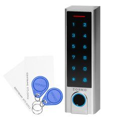 Touchscreen keypad lock with card and proximity fob reader, fingerprint reader, and Wi-Fi, SUPER-SLIM IP6. 

Tryckskärmslås…