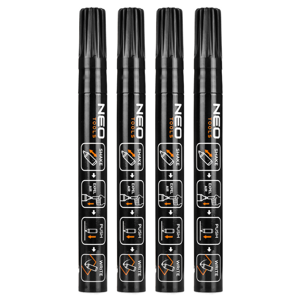 Marker budowlany gruby, czarny, permanentny, wodoodporny, lakierowy, aluminiowy, 4 szt Marker budowlany gruby, czarny, permanentny, wodoodporny, lakierowy, aluminiowy, 4 szt