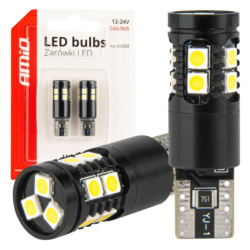 LED-lampor Canbus T10 W5W 13SMD 3030 vit 12V 24V amio-04259 LED-lampor Canbus T10 W5W 13SMD 3030 vit 12V 24V amio-04259