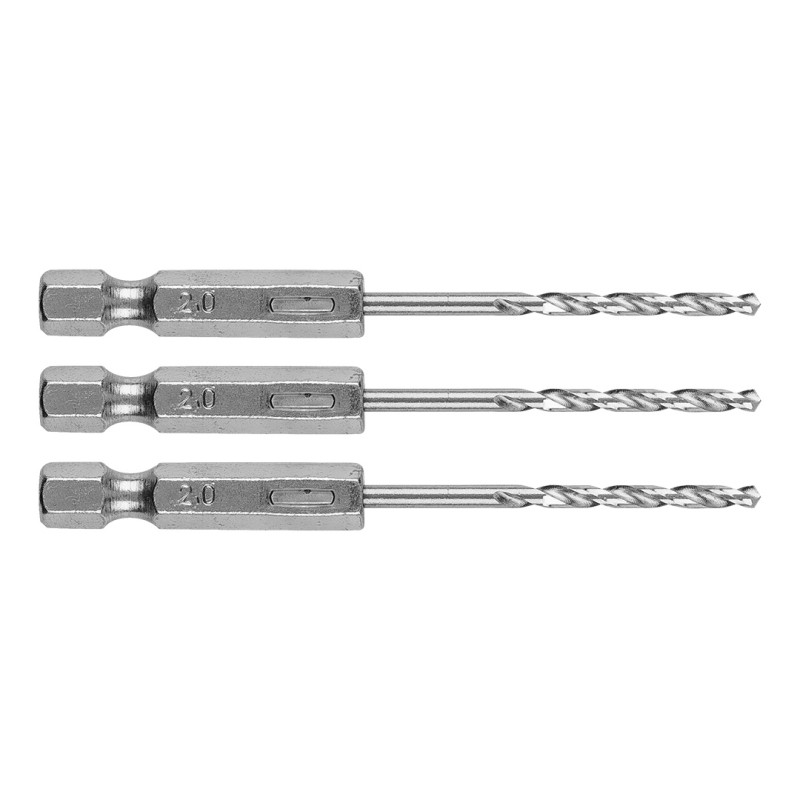 Borr för metall Hex 2,0 mm, 3 st.