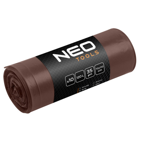 Soppsäckar 120 L, bruna, 35 mikron, 10 st.