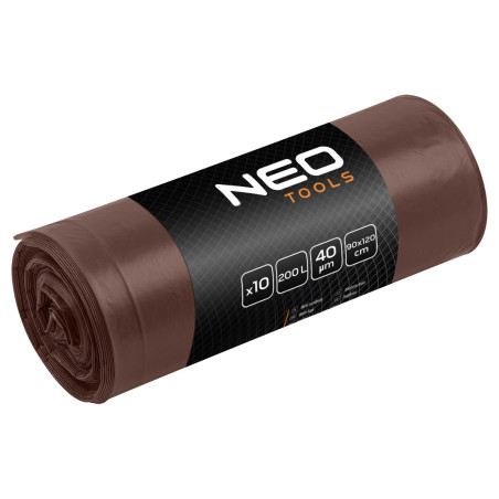 Soppsäckar 200 L, bruna, 40 mikron, 10 st.