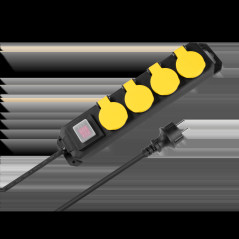 Förlängningssladd Rebel med strömbrytare 4 uttag - 1,5m, IP44