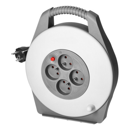 Förlängningssladd med 4 uttag 2P+Z, kabel PVC H05VV-F 3x1mm2, längd 10m.