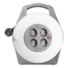 Förlängningssladd med 4 uttag 2P+Z, kabel PVC H05VV-F 3x1mm2, längd 10m.